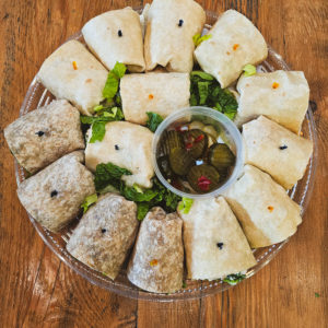 Vegan Wrap Sandwich Tray (a selection of vegan wraps cut into halves)
