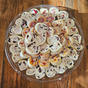 Mini Roll Up Tray (bite size turkey, ham and veggie roll ups with cream cheese)