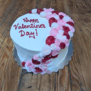 Valentine Love Cascade Cake 9" (serves 6-8, vanilla cake, caramel filling, vanilla buttercream, white chocolate ganache)