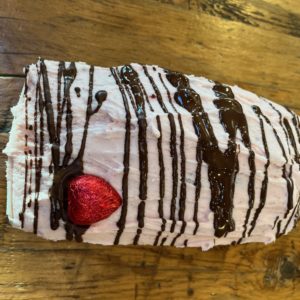 Valentine's Loaf (a pretty marble of chocolate cake and vanilla raspberry cake topped with raspberry butter cream icing)