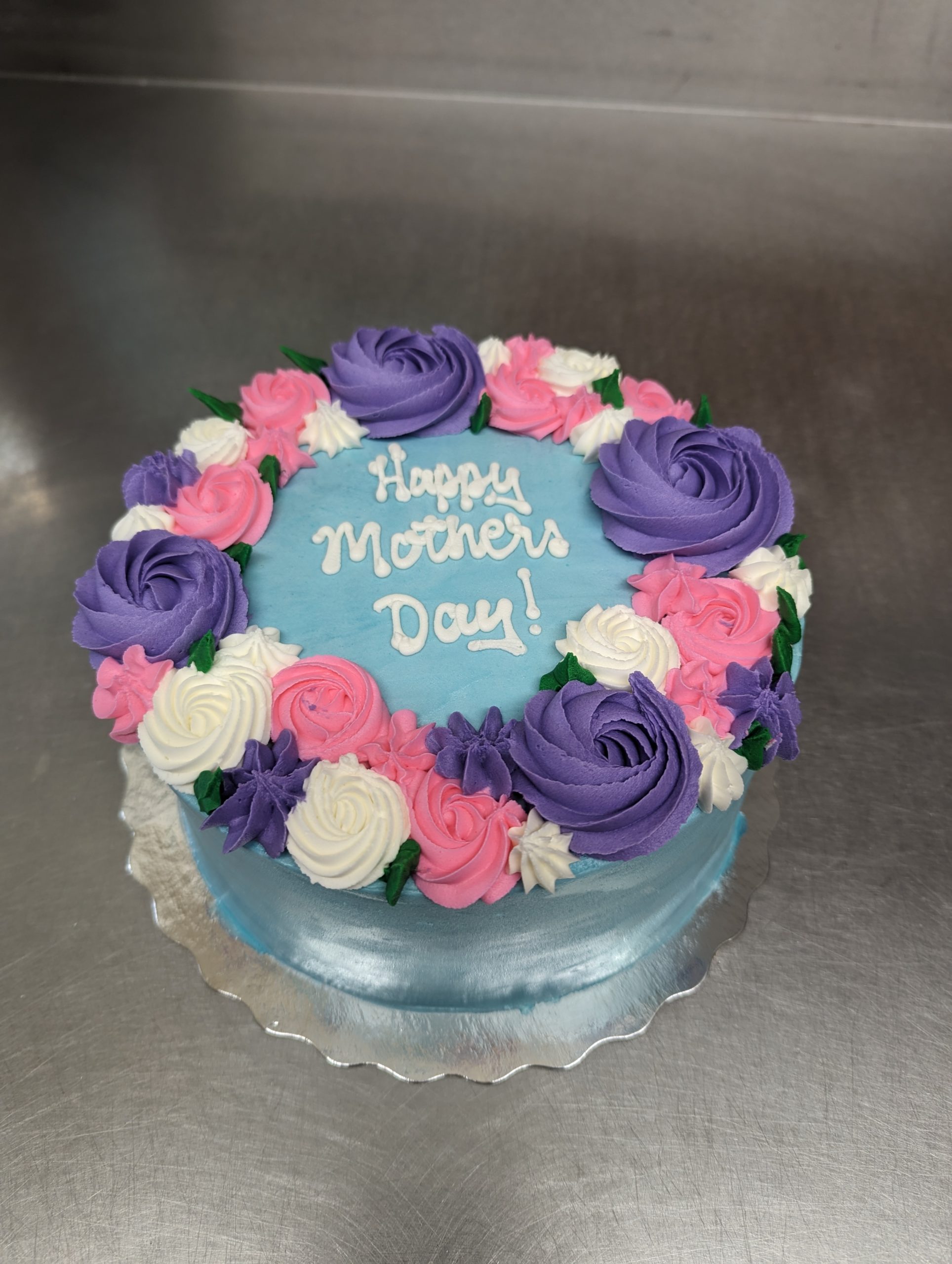 Mother's Day Flowers of Love Cake 9" (vanilla cake, venetian cream filling, vanilla buttercream icing) serves 6-8