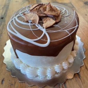 Caramel Apple Torte 6" (serves 4-6) Apple spice cake, caramel filling, vanilla buttercream icing, molten caramel topping