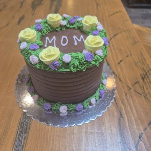 Mom's Flower Garden Cake 6" serves 4-6 (chocolate cake, chocolate buttercream icing & chocolate cream filling)